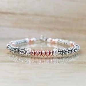 Rose Gold Faceted Beaded Toggle Bracelet